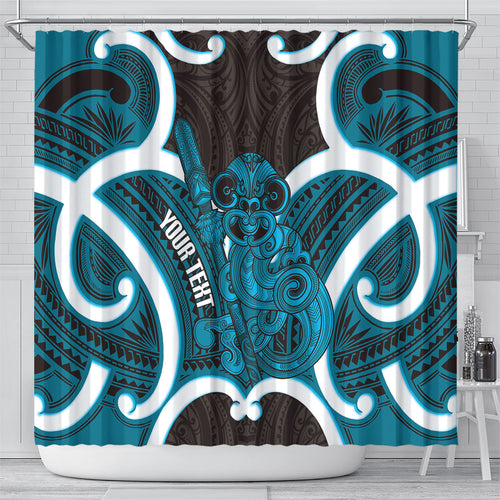 Kikorangi Aotearoa Atua Tumatauenga Personalised Shower Curtain Maori God Of War Tiki With Taiaha