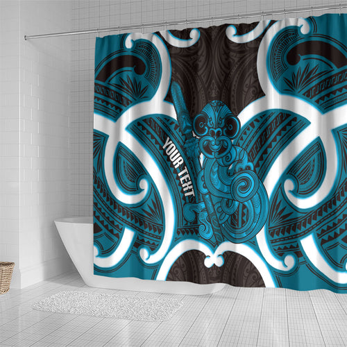 Kikorangi Aotearoa Atua Tumatauenga Personalised Shower Curtain Maori God Of War Tiki With Taiaha