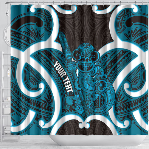 Kikorangi Aotearoa Atua Tumatauenga Personalised Shower Curtain Maori God Of War Tiki With Taiaha