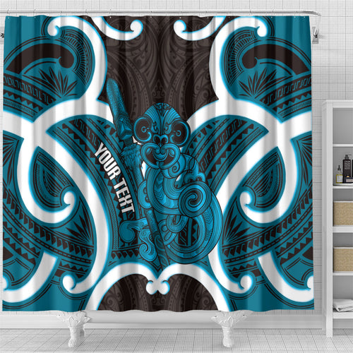 Kikorangi Aotearoa Atua Tumatauenga Personalised Shower Curtain Maori God Of War Tiki With Taiaha