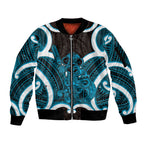 Kikorangi Aotearoa Atua Tumatauenga Personalised Sleeve Zip Bomber Jacket Maori God Of War Tiki With Taiaha