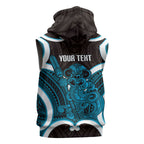 Kikorangi Aotearoa Atua Tumatauenga Personalised Sleeveless Hoodie Maori God Of War Tiki With Taiaha