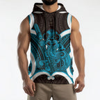 Kikorangi Aotearoa Atua Tumatauenga Personalised Sleeveless Hoodie Maori God Of War Tiki With Taiaha