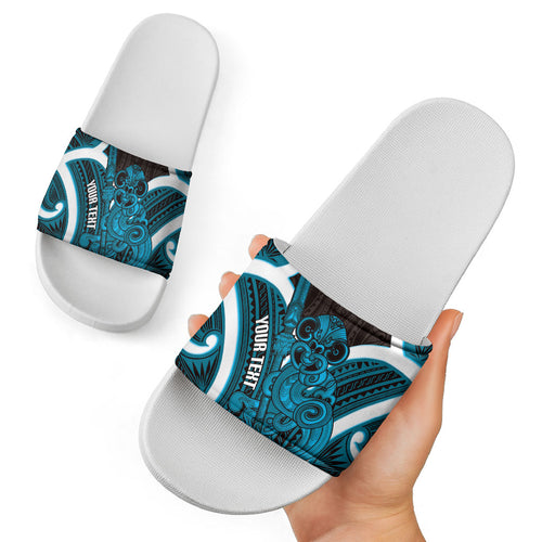 Kikorangi Aotearoa Atua Tumatauenga Personalised Slide Sandals Maori God Of War Tiki With Taiaha