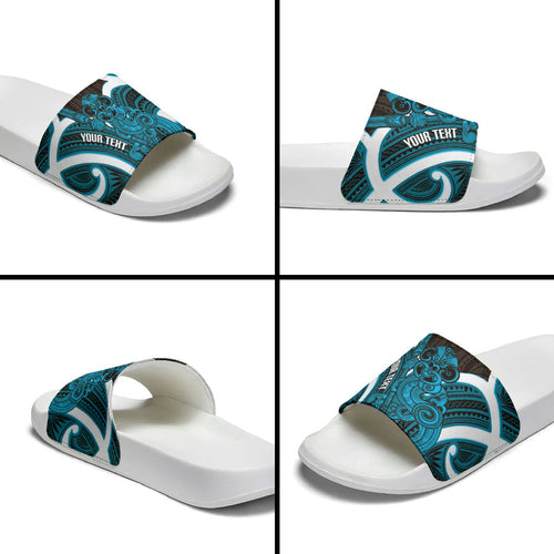 Kikorangi Aotearoa Atua Tumatauenga Personalised Slide Sandals Maori God Of War Tiki With Taiaha