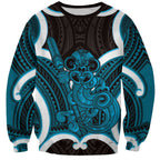 Kikorangi Aotearoa Atua Tumatauenga Personalised Sweatshirt Maori God Of War Tiki With Taiaha