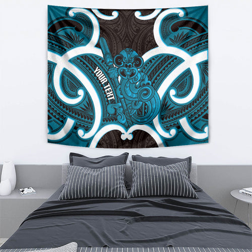 Kikorangi Aotearoa Atua Tumatauenga Personalised Tapestry Maori God Of War Tiki With Taiaha