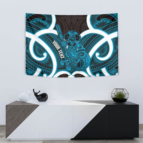 Kikorangi Aotearoa Atua Tumatauenga Personalised Tapestry Maori God Of War Tiki With Taiaha