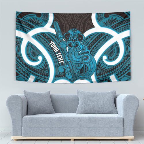 Kikorangi Aotearoa Atua Tumatauenga Personalised Tapestry Maori God Of War Tiki With Taiaha