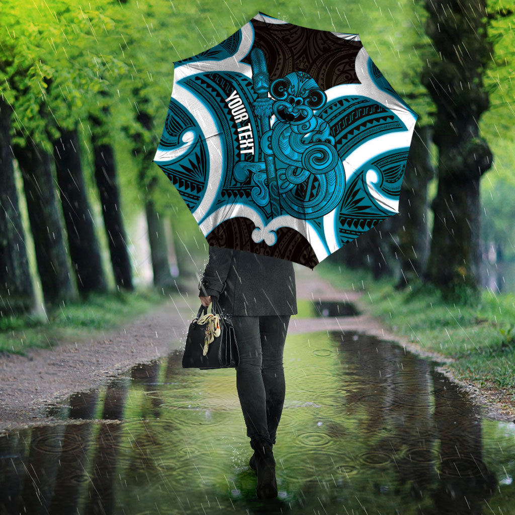 Kikorangi Aotearoa Atua Tumatauenga Personalised Umbrella Maori God Of War Tiki With Taiaha