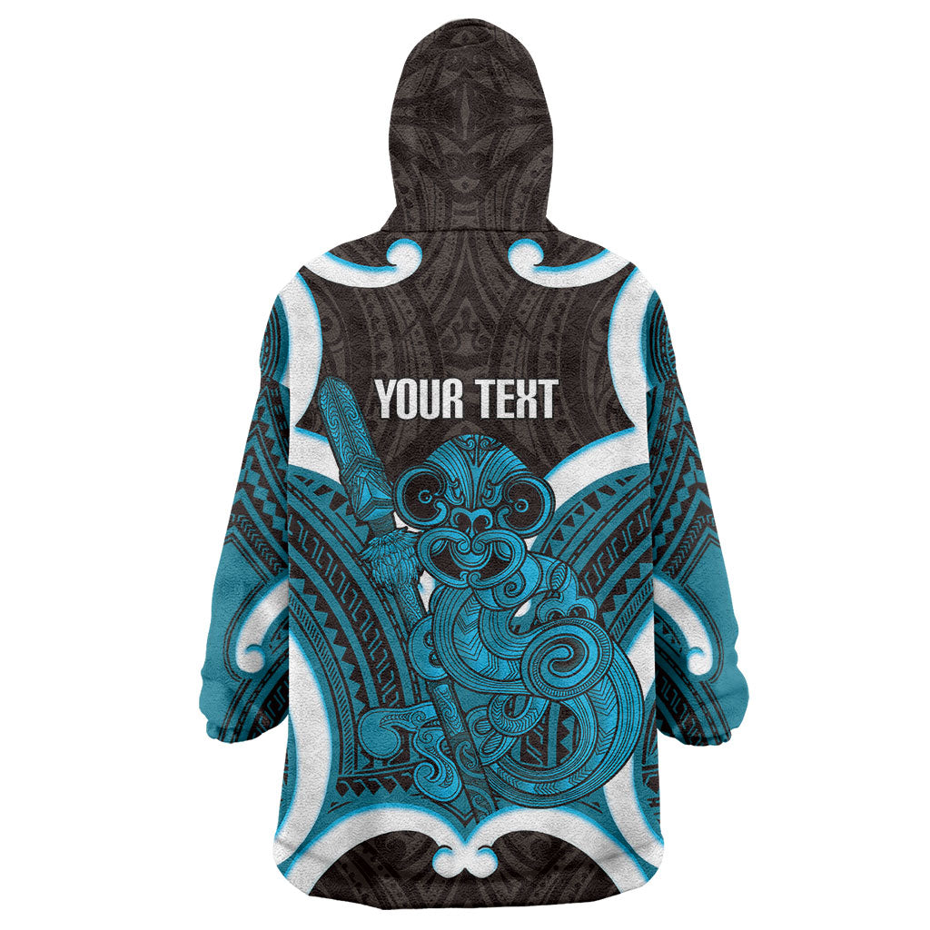 Kikorangi Aotearoa Atua Tumatauenga Personalised Wearable Blanket Hoodie Maori God Of War Tiki With Taiaha