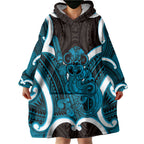 Kikorangi Aotearoa Atua Tumatauenga Personalised Wearable Blanket Hoodie Maori God Of War Tiki With Taiaha
