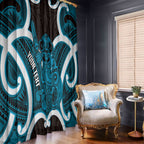 Kikorangi Aotearoa Atua Tumatauenga Personalised Window Curtain Maori God Of War Tiki With Taiaha