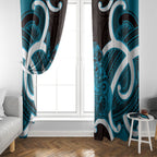 Kikorangi Aotearoa Atua Tumatauenga Personalised Window Curtain Maori God Of War Tiki With Taiaha