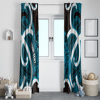 Kikorangi Aotearoa Atua Tumatauenga Personalised Window Curtain Maori God Of War Tiki With Taiaha