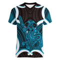 Kikorangi Aotearoa Atua Tumatauenga Personalised Women V-Neck T-Shirt Maori God Of War Tiki With Taiaha