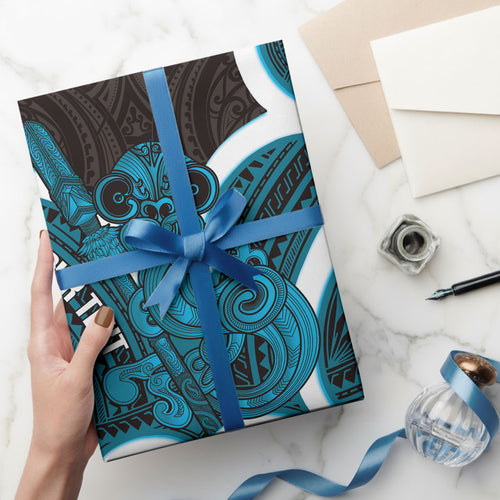 Kikorangi Aotearoa Atua Tumatauenga Personalised Wrapping Paper Maori God Of War Tiki With Taiaha
