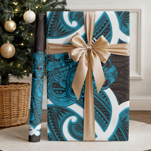 Kikorangi Aotearoa Atua Tumatauenga Personalised Wrapping Paper Maori God Of War Tiki With Taiaha