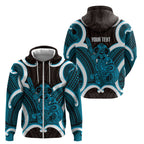 Kikorangi Aotearoa Atua Tumatauenga Personalised Zip Hoodie Maori God Of War Tiki With Taiaha