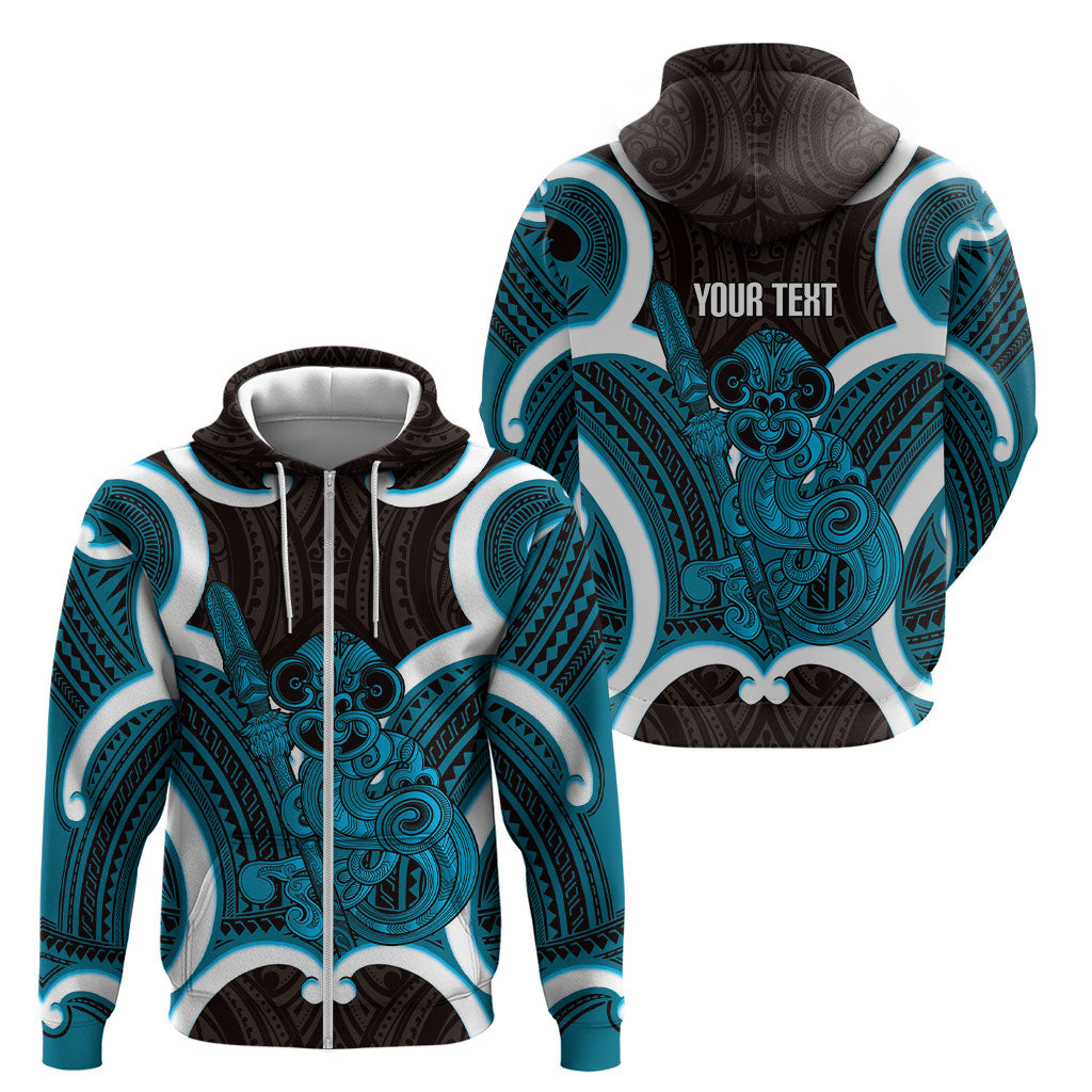 Kikorangi Aotearoa Atua Tumatauenga Personalised Zip Hoodie Maori God Of War Tiki With Taiaha