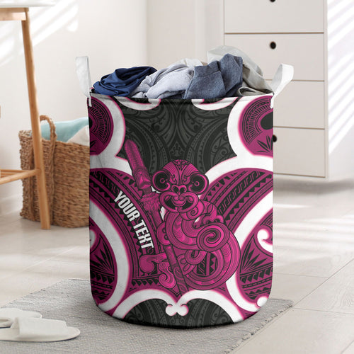 Mawhero Aotearoa Atua Tumatauenga Personalised Laundry Basket Maori God Of War Tiki With Taiaha
