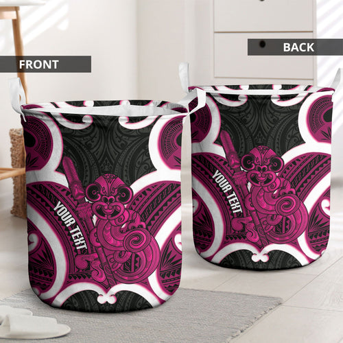Mawhero Aotearoa Atua Tumatauenga Personalised Laundry Basket Maori God Of War Tiki With Taiaha
