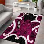 Mawhero Aotearoa Atua Tumatauenga Personalised Area Rug Maori God Of War Tiki With Taiaha