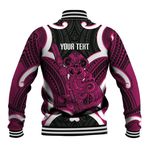 Mawhero Aotearoa Atua Tumatauenga Personalised Baseball Jacket Maori God Of War Tiki With Taiaha