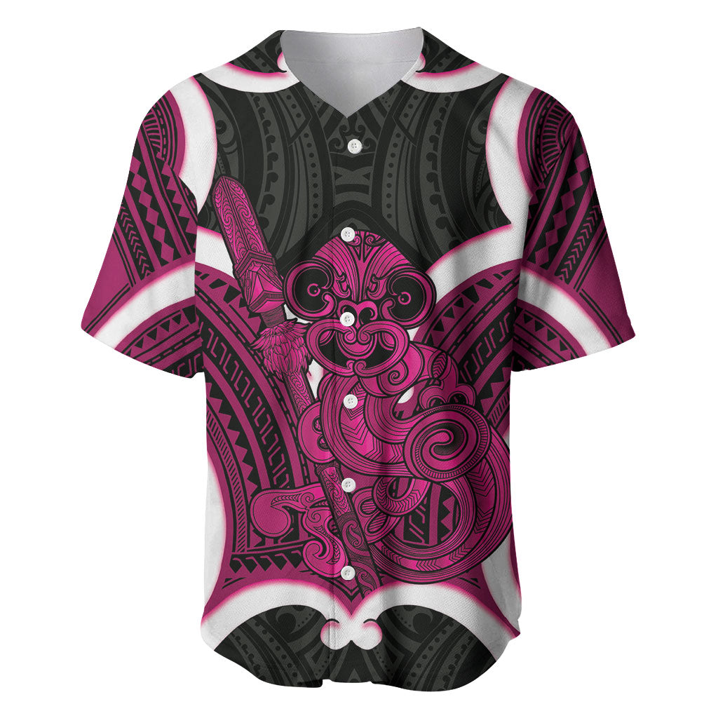 Mawhero Aotearoa Atua Tumatauenga Personalised Baseball Jersey Maori God Of War Tiki With Taiaha