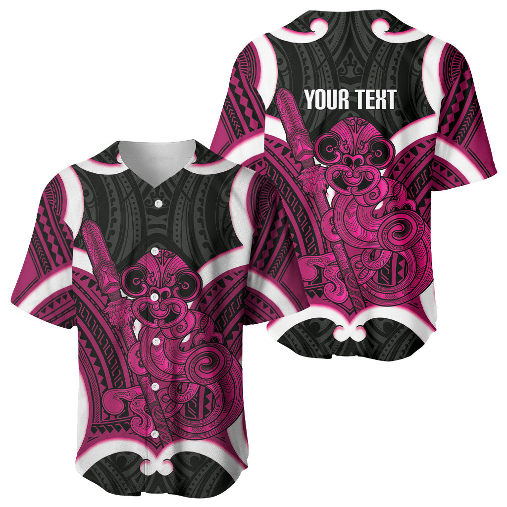 Mawhero Aotearoa Atua Tumatauenga Personalised Baseball Jersey Maori God Of War Tiki With Taiaha