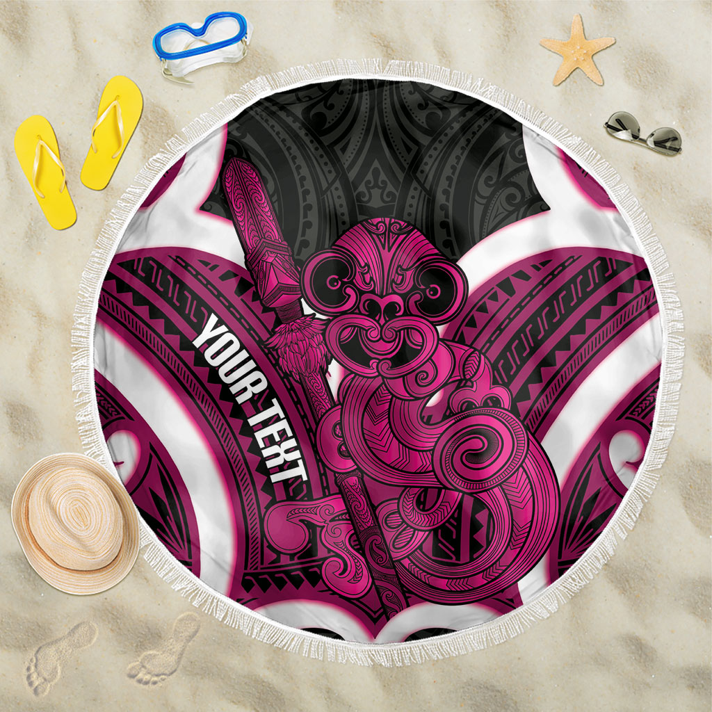 Mawhero Aotearoa Atua Tumatauenga Personalised Beach Blanket Maori God Of War Tiki With Taiaha