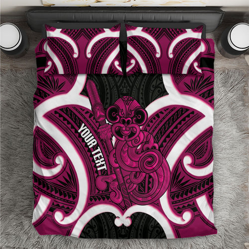 Mawhero Aotearoa Atua Tumatauenga Personalised Bedding Set Maori God Of War Tiki With Taiaha