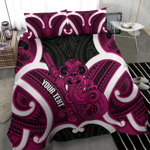 Mawhero Aotearoa Atua Tumatauenga Personalised Bedding Set Maori God Of War Tiki With Taiaha