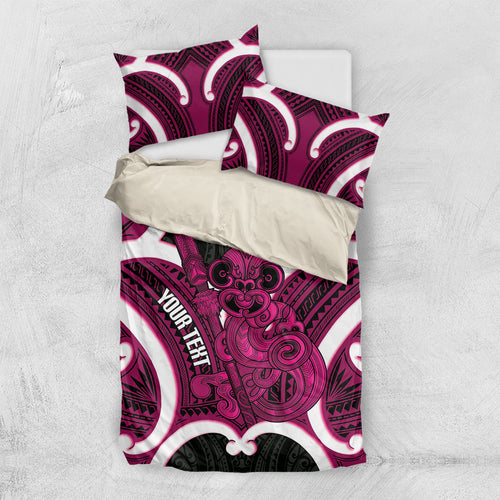 Mawhero Aotearoa Atua Tumatauenga Personalised Bedding Set Maori God Of War Tiki With Taiaha
