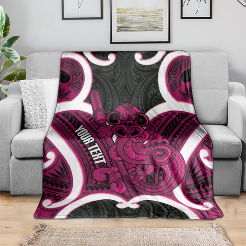 Mawhero Aotearoa Atua Tumatauenga Personalised Blanket Maori God Of War Tiki With Taiaha