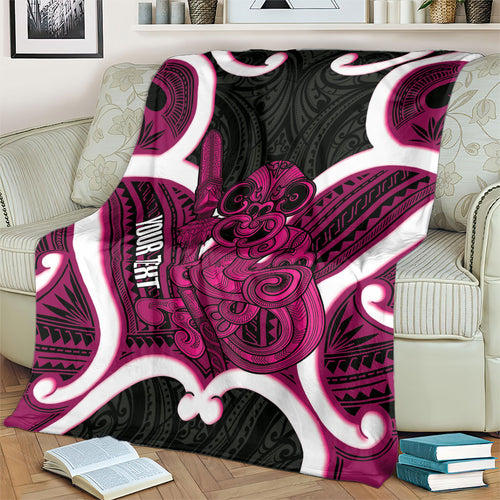 Mawhero Aotearoa Atua Tumatauenga Personalised Blanket Maori God Of War Tiki With Taiaha