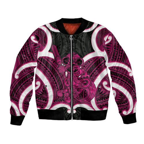 Mawhero Aotearoa Atua Tumatauenga Personalised Bomber Jacket Maori God Of War Tiki With Taiaha