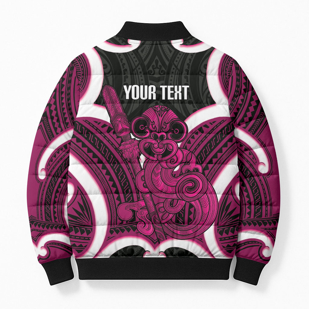 Mawhero Aotearoa Atua Tumatauenga Personalised Bomber Puffer Jacket Maori God Of War Tiki With Taiaha