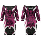 Mawhero Aotearoa Atua Tumatauenga Personalised Couples Matching Off The Shoulder Long Sleeve Dress and Long Sleeve Button Shirt Maori God Of War Tiki With Taiaha