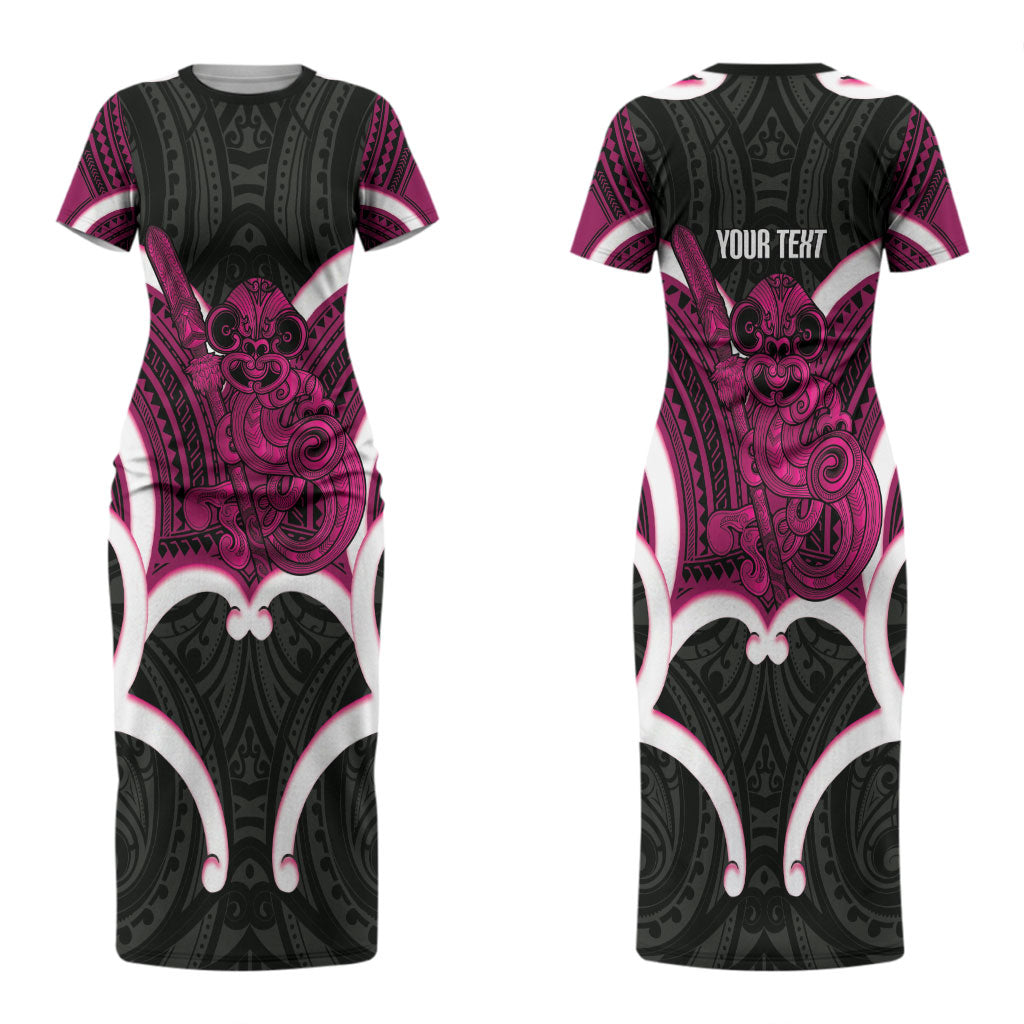 Mawhero Aotearoa Atua Tumatauenga Personalised Couples Matching Short Sleeve Bodycon Dress and Long Sleeve Button Shirt Maori God Of War Tiki With Taiaha