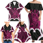Mawhero Aotearoa Atua Tumatauenga Personalised Family Matching Off Shoulder Maxi Dress and Hawaiian Shirt Maori God Of War Tiki With Taiaha