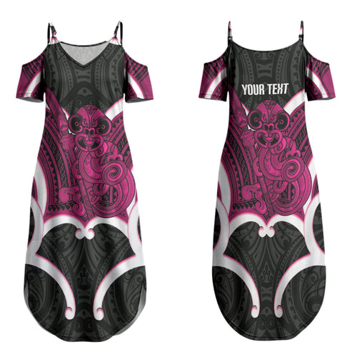 Mawhero Aotearoa Atua Tumatauenga Personalised Family Matching Summer Maxi Dress and Hawaiian Shirt Maori God Of War Tiki With Taiaha
