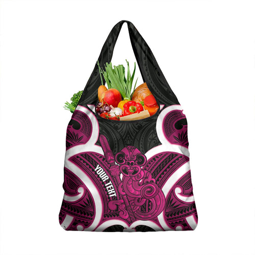 Mawhero Aotearoa Atua Tumatauenga Personalised Grocery Bag Maori God Of War Tiki With Taiaha
