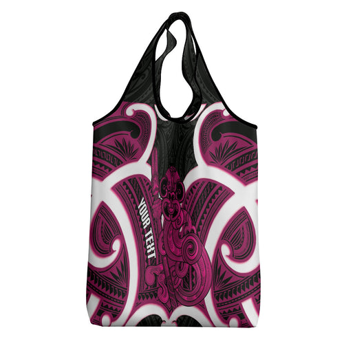 Mawhero Aotearoa Atua Tumatauenga Personalised Grocery Bag Maori God Of War Tiki With Taiaha