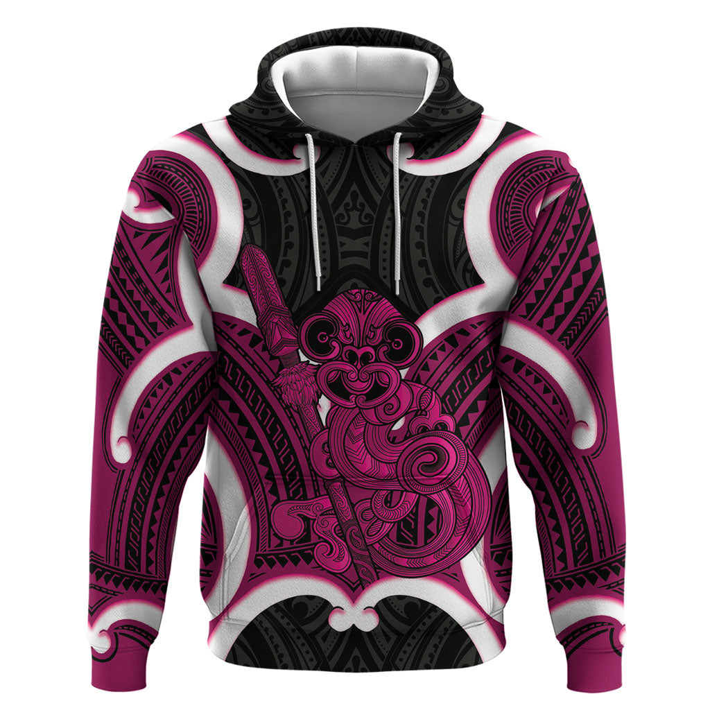 Mawhero Aotearoa Atua Tumatauenga Personalised Hoodie Maori God Of War Tiki With Taiaha