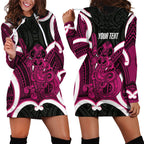Mawhero Aotearoa Atua Tumatauenga Personalised Hoodie Dress Maori God Of War Tiki With Taiaha