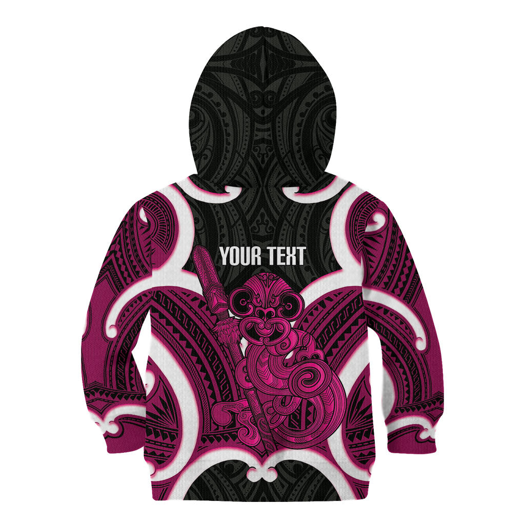 Mawhero Aotearoa Atua Tumatauenga Personalised Kid Hoodie Maori God Of War Tiki With Taiaha
