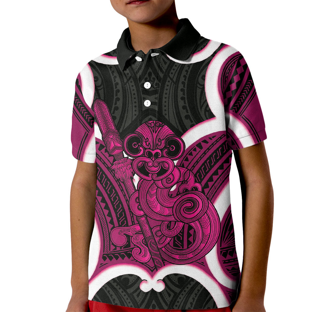 Mawhero Aotearoa Atua Tumatauenga Personalised Kid Polo Shirt Maori God Of War Tiki With Taiaha