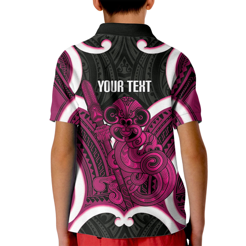 Mawhero Aotearoa Atua Tumatauenga Personalised Kid Polo Shirt Maori God Of War Tiki With Taiaha