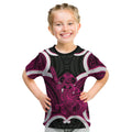 Mawhero Aotearoa Atua Tumatauenga Personalised Kid T Shirt Maori God Of War Tiki With Taiaha